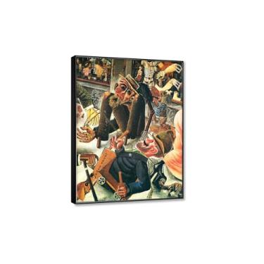 Imagem de Otto Dix Impressão em tela arte de parede famosas pinturas a óleo reproduções 'Prager Street' Fine Art Poster Prints. Imagens abstratas em tela para decoração de parede 60x80 cm (24x31in) BlackFrame