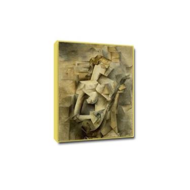 Imagem de JZSDGB Picasso Pintura Famosa Menina com Bandolim, Reproduções de 1910. Impressão de imagens abstratas em tela. Cartazes e impressões de arte de parede em tela Decoração de parede para casa. Moldura