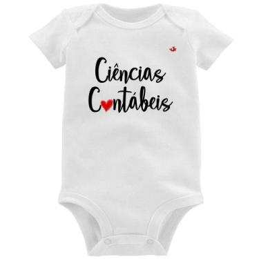 Imagem de Body Bebê Ciências Contábeis por amor - Foca na Moda, Branco, M
