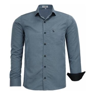 Imagem de Camisa Social Amil C/bolso Tecido Magnetado Não Amassa 1853, Jeans, 2
