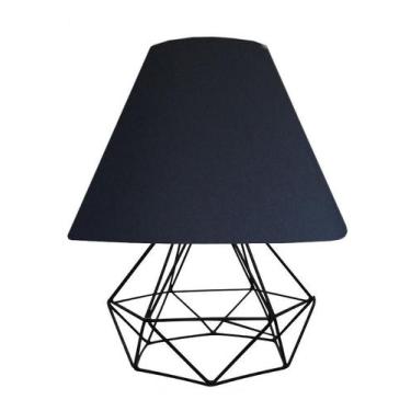Imagem de Abajur Aramado Diamante e Cúpula De Tecido Ideal para Mesa De Canto, c