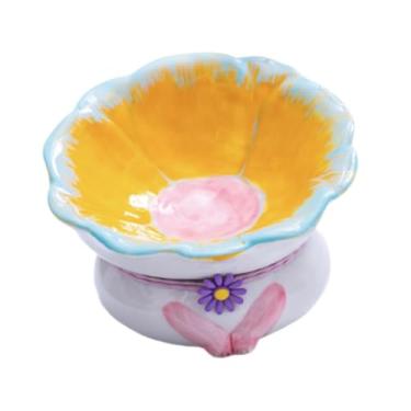 Imagem de Generic Cerâmica elevada tigela de gato anti -vômito anti deslize para alimentação de gato alimentos e tigela de água para cachorros gatos internos gatinhos, Amarelo