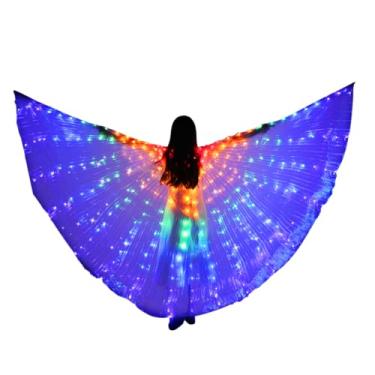 Imagem de PIGKANG Fantasia de asas de LED iluminadas para mulheres, meninas, asas de anjo, asas de fada e borboleta, com palitos telescópicos para o Natal Holloween