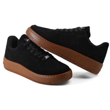 Imagem de Tenis preto feminino nyc shoes casual adulto nc90, Preto camurça, 38