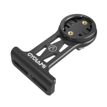 Imagem de CYCLAMI Suporte de bicicleta para computador Garmin Edge 25 130 200 500 510 520 530 800 810 820 1000 1030, suporte de guidão de bicicleta externo para câmera GoPro e farol (alumínio)
