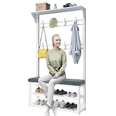 Imagem de Rack de roupas requintado rack nórdico para armazenamento de sapatos, banco de armazenamento de casaco de entrada multifuncional, banco criativo para troca de sapatos, para quarto de casa