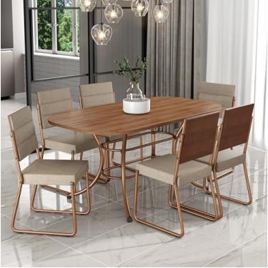 Imagem de Conjunto Sala de Jantar 6 Cadeiras Fênix Carraro Rosê