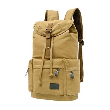 Imagem de Mochila de lona para homens mochilas grandes mochila escolar para adolescentes meninos qualidade mochila masculina mochila(Khaki)