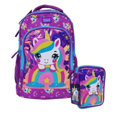 Imagem de Kit Rabisk Unicórnio Mochila de Costas + Estojo Box Lilás