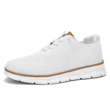 Imagem de Sapato Oxford masculino casual, de malha, sem cadarço, moderno, para caminhada, leve, respirável, sola macia, Branco, 38