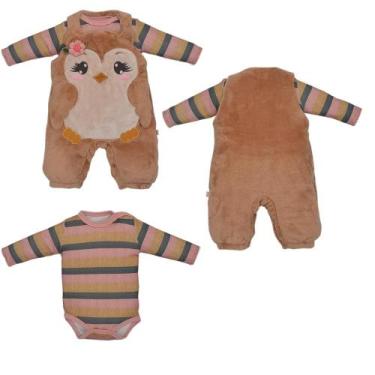 Imagem de Conjunto Macacão Pelúcia Body Manga Longa Bebê Menina Leda - Upi Ulli,