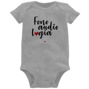 Imagem de Body Bebê Fonoaudiologia por amor - Foca na Moda, Cinza, P