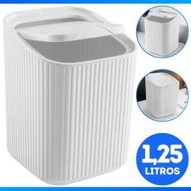 Imagem de Lixeira 1,25 Litros Pia Cozinha Tampa Bancada Banheiro Lavabo Moderno 