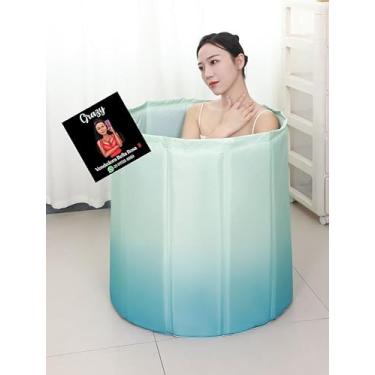 Imagem de Banheira Redonda Dobrável para Adultos e Crianças, Banheira Portátil, Banheiro SPA, GELO, Fácil Armazenamento (VERDE)