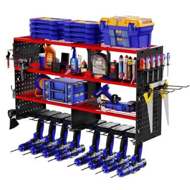 Imagem de FAHKNS Organizador de ferramentas elétricas de 4 camadas, suporte de broca resistente, organizador grande de armazenamento de ferramentas, suporte de ferramentas para garagem e oficina, presentes para