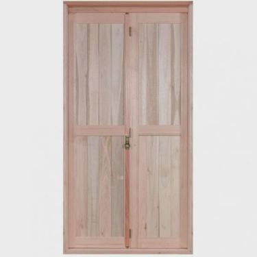 Imagem de Porta de Madeira Camarão 213x84cm com Lambris e Marco Batente 14cm ewk P36 Rondosul
