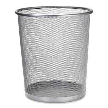 Imagem de Lixeira Metal Aramado Tela Cesto De Lixo 10 Litros - Prata