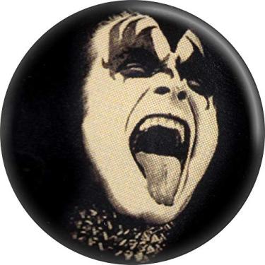 Imagem de Kiss - Gene Simmons - Botão redondo de 3 cm, Preto, sépia, 1.25" Round