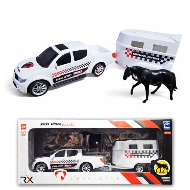Imagem de Carrinho Caminhonete Pickup Cavalaria Policia Carreta Cavalo