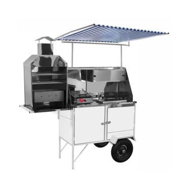 Imagem de Carrinho de Hot Dog + Lanche + Churrasco Luxo com Rodas Pneumáticas e Toldo - Cefaz