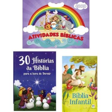Imagem de Kit 3 Livros Atividades bíblicas  Arca de Noé + 30 Histórias da Bíblia