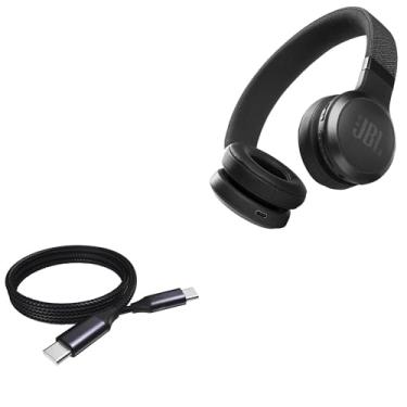 Imagem de Cabo BoxWave compatível com JBL Live 460NC (Cabo da BoxWave) - Cabo DirectSync PD (91 cm) - USB-C para USB-C (100W), Cabo de carregamento e sincronização trançado tipo C de 90 cm para JBL Live 460NC - Preto Jet