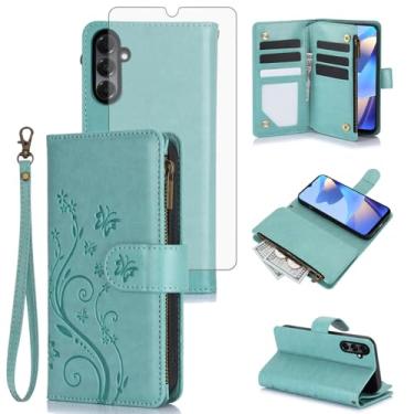Imagem de Asuwish Capa de celular para Samsung Galaxy A26 5G carteira celular com protetor de tela de vidro temperado alça de pulso flor flip zíper porta-cartão slot suporte A 26 26A LTE mulheres meninas homens