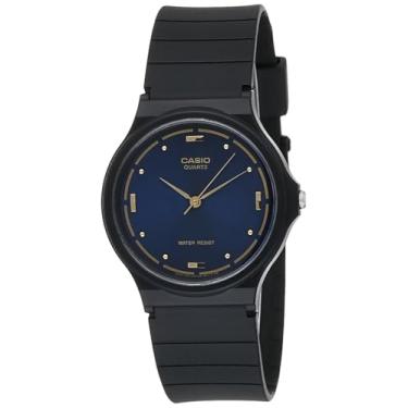 Imagem de Casio Relógio masculino MQ76-2A de quartzo de resina preta com mostrador azul, Azul, Casual