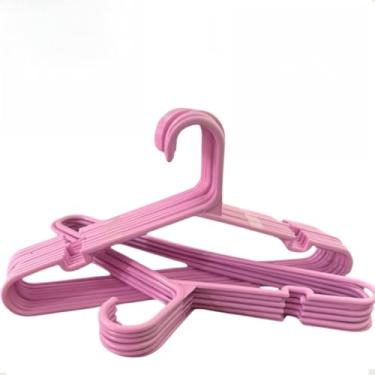Imagem de Kit 100 Cabide Infantil Cor Rosa Reforçado para Guarda Roupa de Criança e Bebê