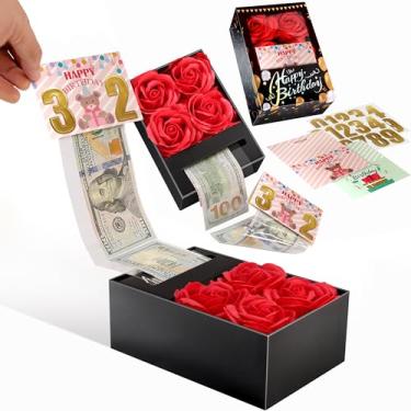 Imagem de Caixa de dinheiro de aniversário para presente de dinheiro, caixa de dinheiro para puxar de presente para dinheiro em aniversário, para meninas, meninos, esposa, marido, namorada, mãe com flor de rosa