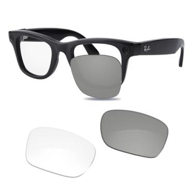 Imagem de Glintbay Óculos de sol de substituição para lentes transparentes fotocromáticas Ray-Ban RW4006 50 mm para a série Meta, adaptadas às armações Wayfarer, Fotocromático, transparente, não polarizado