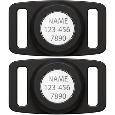 Imagem de THXSBUDDY Suporte de coleira de cachorro IP68 impermeável AirTag para Apple AirTag, tampa transparente, suporte para crachá DIY para suporte de coleira de cachorro médio e grande (2P-2 x preto)