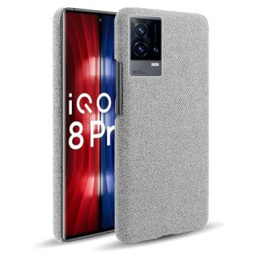 Imagem de Capa para vivo iQOO 8 PRO,Capa desenhada em lona,Case Protetora Ultrafina com Empunhadura Macia,Design em Tecido Antichoque e Antiarranhões-Light gray