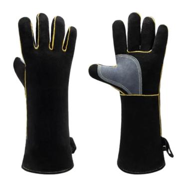 Imagem de IEUDNS Luvas de soldagem Mitts Profissional Wear Luvas de trabalho de manga longa resistente a desgaste, 16inch