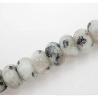 Imagem de Malahill Contas de pedra preciosa para fazer joias, contas de pedra natural para colares, pulseiras, 5 fios, contas arredondadas de jaspe de lótus 5 x 8 mm