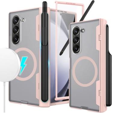 Imagem de YQODSZ Capa Magnética para Samsung Galaxy Z Fold 6 com Suporte para Caneta S e Stylus, Compatível com Magsafe, Proteção de Dobradiça e Tela Fosca Transparente