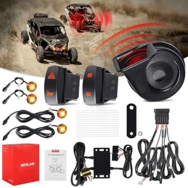 Imagem de Benlari Kit de seta UTV ATV, kit legal de rua mais brilhante com buzina 110DB, kit de pisca-pisca universal adequado para UTV Polaris Ranger RZR XP Turbo, Kawasaki, carrinho de golfe, ATV Can-Am x3