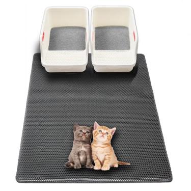 Imagem de Tapete de areia extra grande para gatos, GG 119 x 71 cm, tapete de armadilha para gatos, caixa de areia para interior, tapete coletor de 2 camadas para caixa de areia para vários animais de estimação