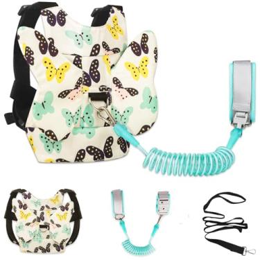 Imagem de MTOMUYA Peitoral infantil com elos de pulso antiperda – correia de segurança ajustável para crianças, cinto respirável para bebê, rédeas de caminhada para viagens, alça de pulso segura para parques