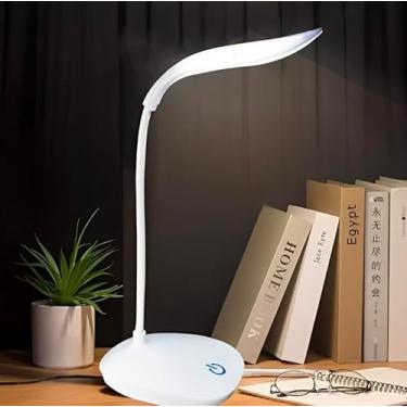 Imagem de Luminária LED de Mesa com Base Toque, Haste Flexível, Luz de Leitura para Estudo, Branco