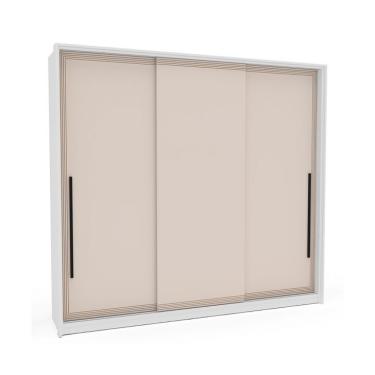 Imagem de Guarda-Roupa Casal Valência 3 Portas 4 Gavetas Branco e Creme