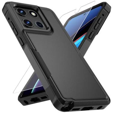 Imagem de Vinve Capa para Moto G Stylus 2025 com protetor de tela HD, à prova de choque de nível militar e proteção de camada dupla, capa de telefone com design de aderência antiderrapante, preta