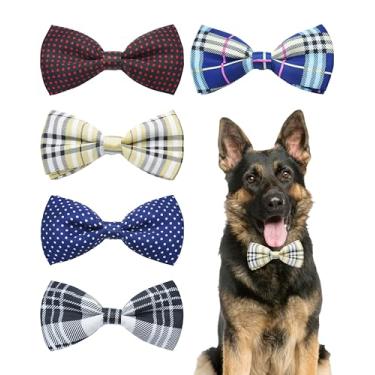 Imagem de PET SHOW Pacote com 5 gravatas borboleta para animais de estimação grandes coleira para cães de porte médio e grande berloques acessórios gravatas borboleta para aniversário, festas de casamento