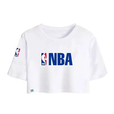 Imagem de Cropped Blusa Feminina Manga Curta Algodão Algodão Basquete NBA-Feminino