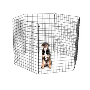 Imagem de Cercado Móvel Pet Grande Dobrável para Cachorros Pequeno e Médio Porte Coelho 80cm Altura Cercadinho Articulado Portátil (PRETO, 6 TELAS)