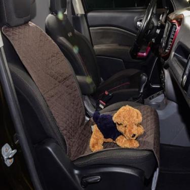 Imagem de Capa Protetora de Banco Carro Assento Dianteiro Pet Cachorros Impermeável 140x40 Padrão Universal Matelado Marrom