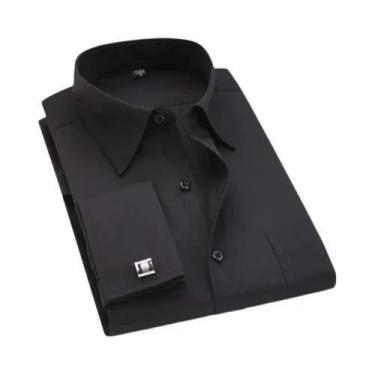 Imagem de Camisa Masculina Branca de Manga Comprida com Punho Francês - Tamanhos