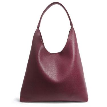 Imagem de Bolsa Hobo HOXIS de material vegano macio para mulheres, vermelho escu