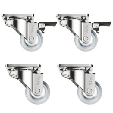 Imagem de 4 Rodízios Giratório Silicone 75mm 2 C/ Freio E 2 S/ Freio - HD Ferrag