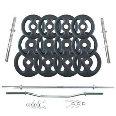 Imagem de Kit Anilhas Ferro 40kg + 2 Barras 40cm + 1 Barra 150cm + 1 W - SEPO